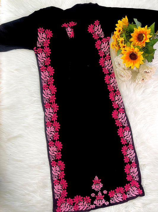 Handmade Lucknow Chikankari Kurti Indian Salwar Suit Top Traditional Embroidery Premium Luxe Rayon 46 Inch Size 38-46