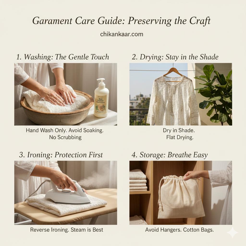 How to Wash and Care for Hand-Embroidered Chikankari (So It Lasts for Years)