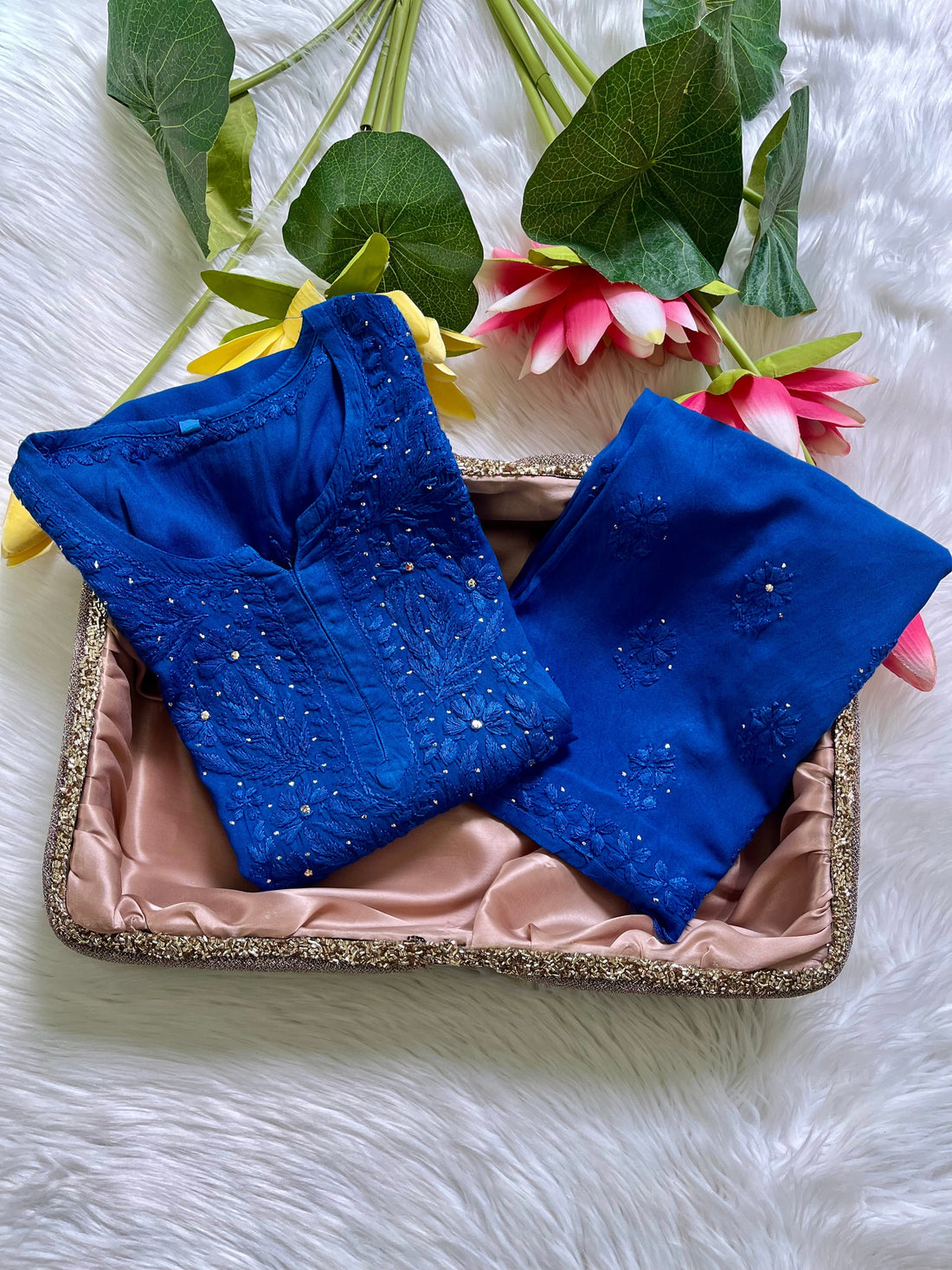 Riyaana Premium Ryon Muqaish Work Cord Sets - Chikan Diaries