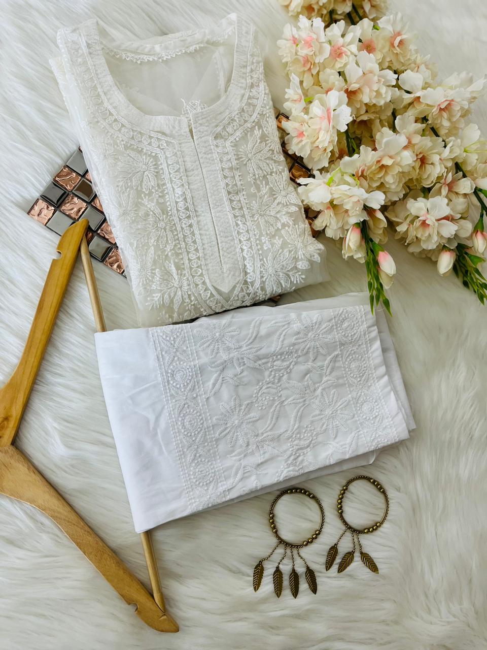 Zehra Organza Set – Bakhiya Handwork Elegance - Chikan Diaries