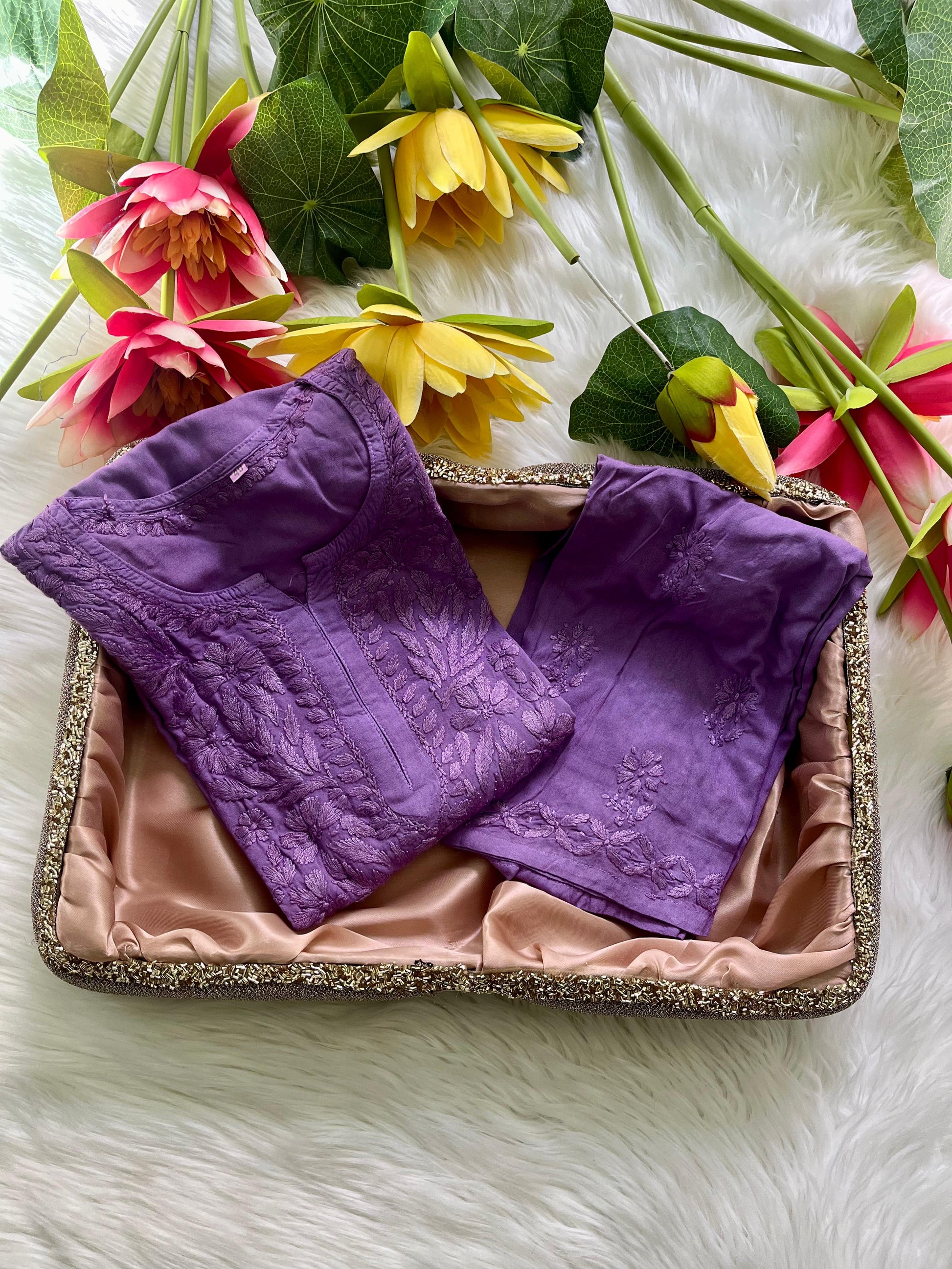 Zeba Ryon Dyed Kurti & Plazo Set ✨ - Chikan Diaries