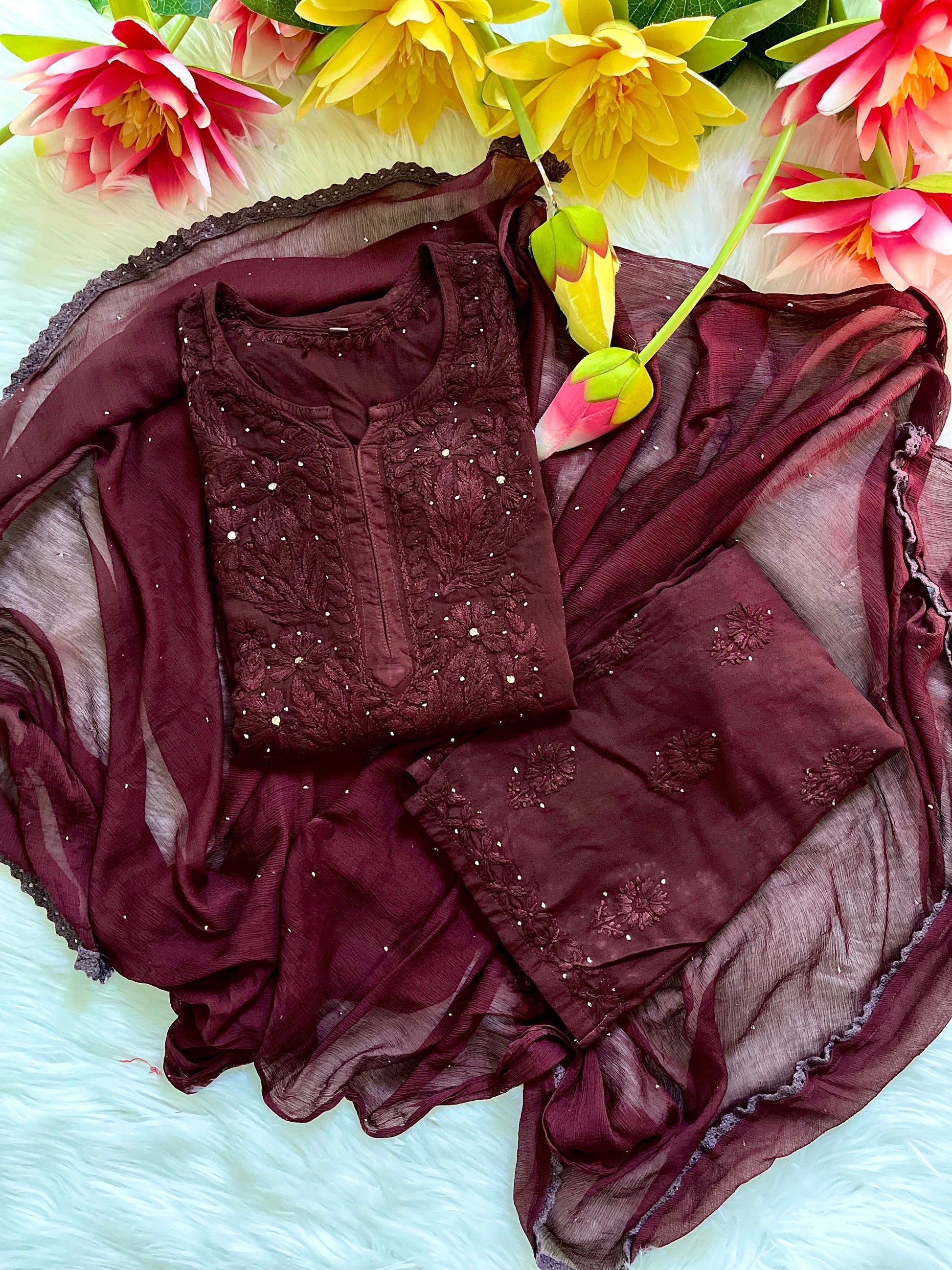 Premium Ryon Mukaish 3-Piece Set - Chikan Diaries