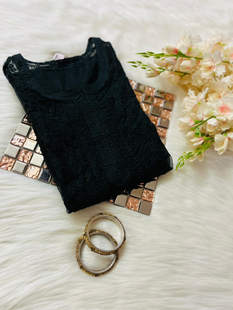 Zehra Organza Set – Bakhiya Handwork Elegance - Chikan Diaries