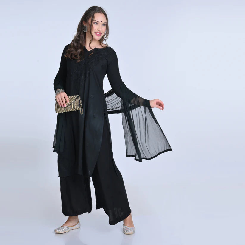 Premium Ombre 3-Piece with Ghas Patti work - Chikan Diaries