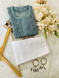 Zehra Organza Set – Bakhiya Handwork Elegance - Chikan Diaries