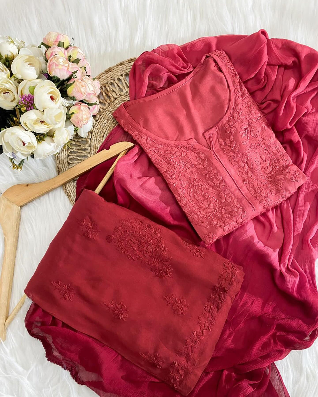 Premium Ombre 3-Piece with Ghas Patti work - Chikan Diaries