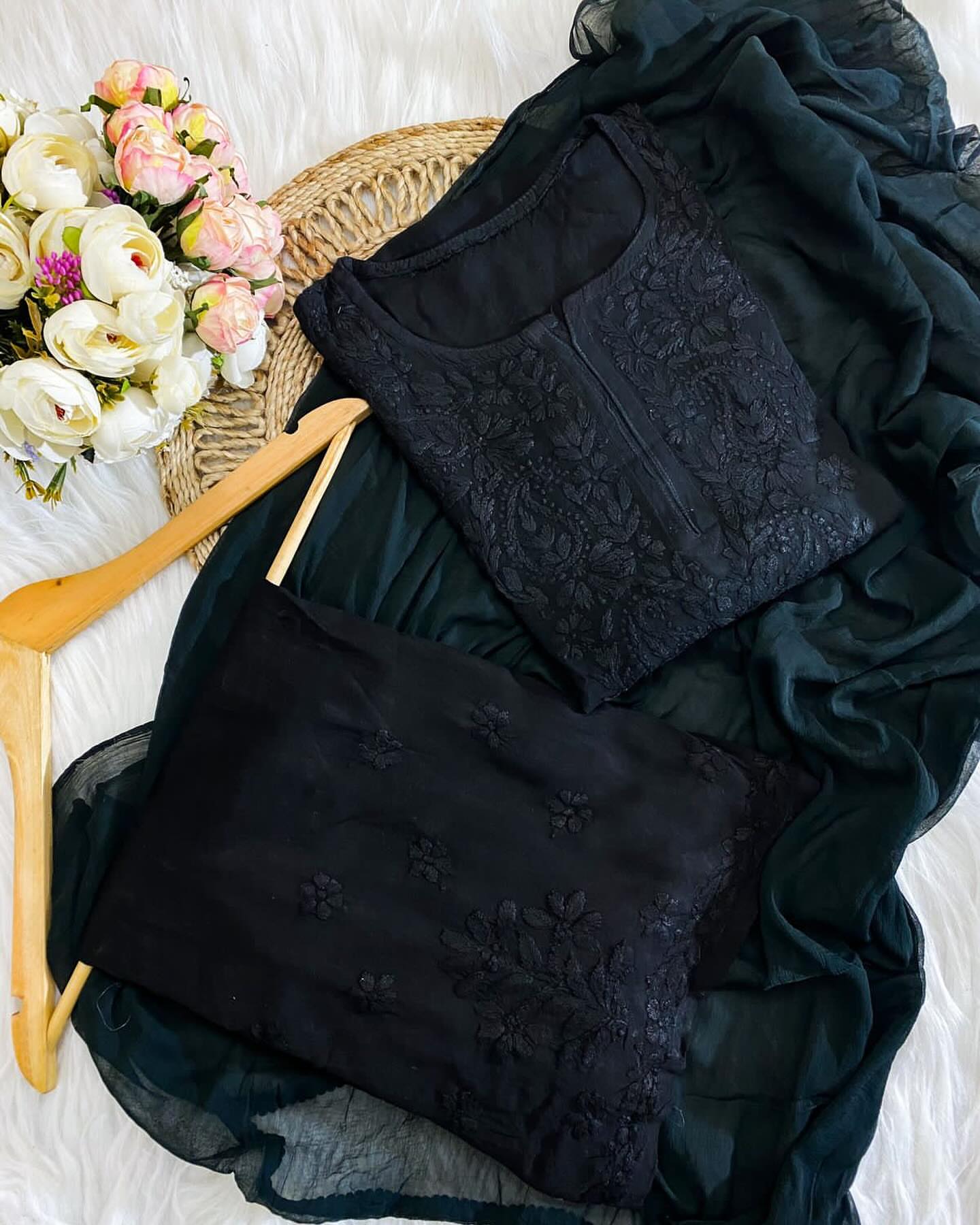 Premium Ombre 3-Piece with Ghas Patti work - Chikan Diaries