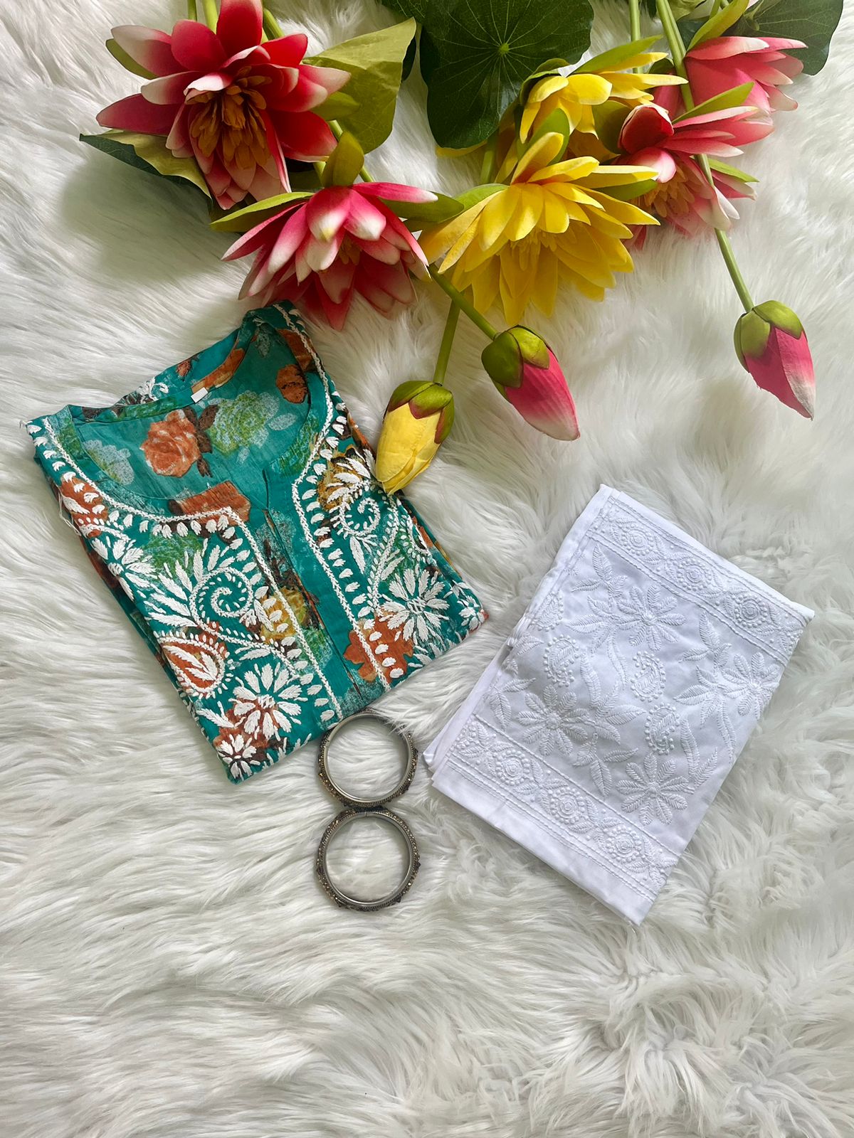 Khayal Mul Mul Printed Set - Chikan Diaries
