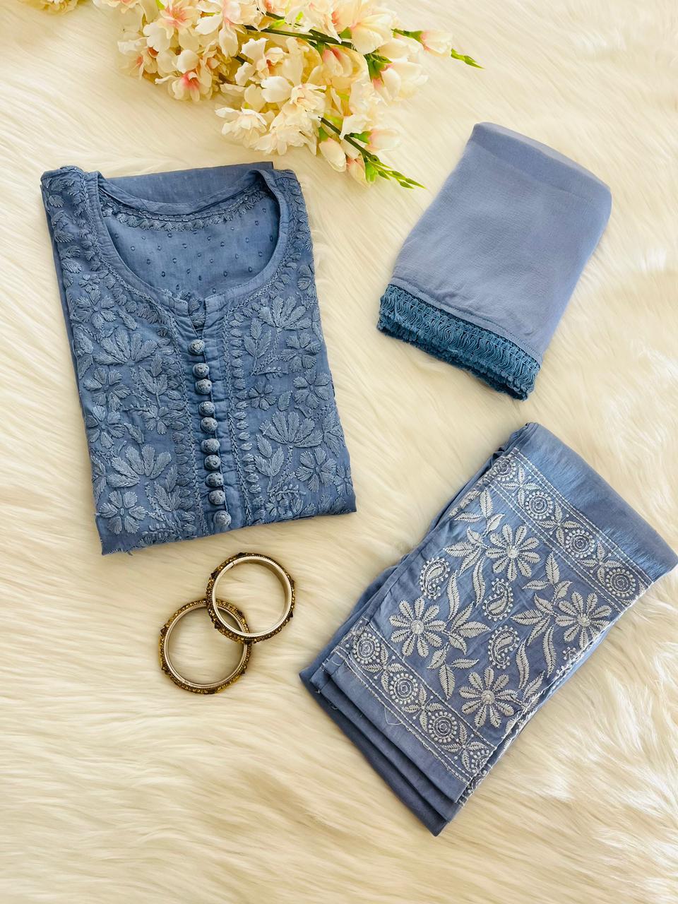 Anaya Dobby Cotton Dye Set - Chikan Diaries