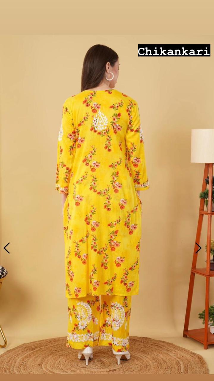 Exclusive Mul Mul Long Printed Co-ord Set - Chikan Diaries