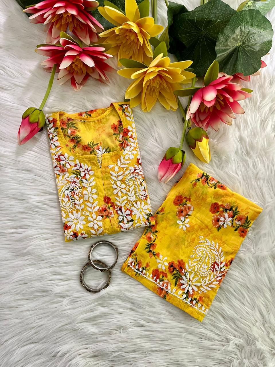 Exclusive Mul Mul Long Printed Co-ord Set - Chikan Diaries