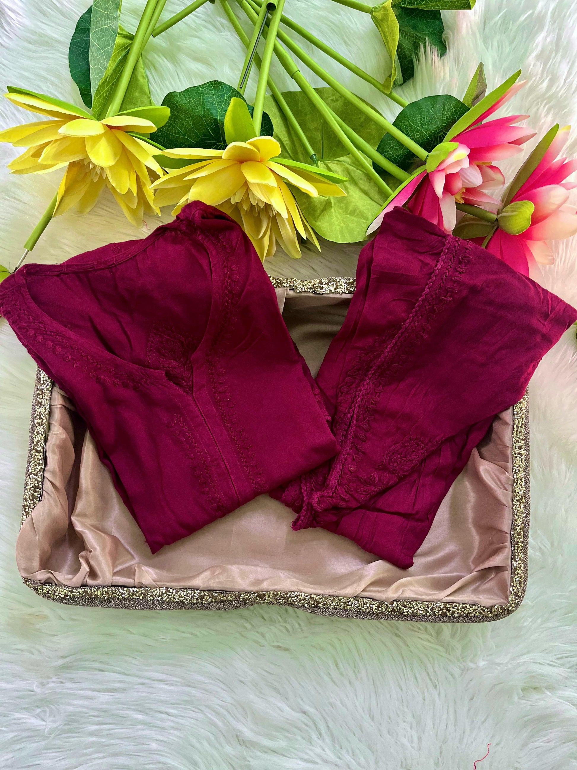 Hand-Embroidered Rayon Dhoti Kurti Set🌸 - Chikan Diaries