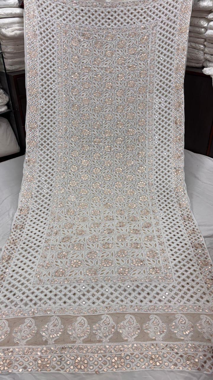 Custom Color Embroidered Lehenga Set | Lucknowi Chikankari | Unstitched