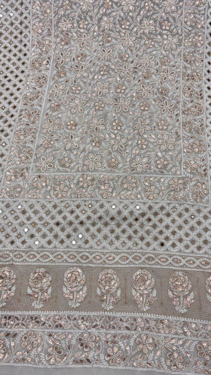 Custom Color Embroidered Lehenga Set | Lucknowi Chikankari | Unstitched