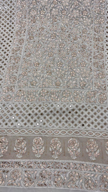 Custom Color Embroidered Lehenga Set | Lucknowi Chikankari | Unstitched