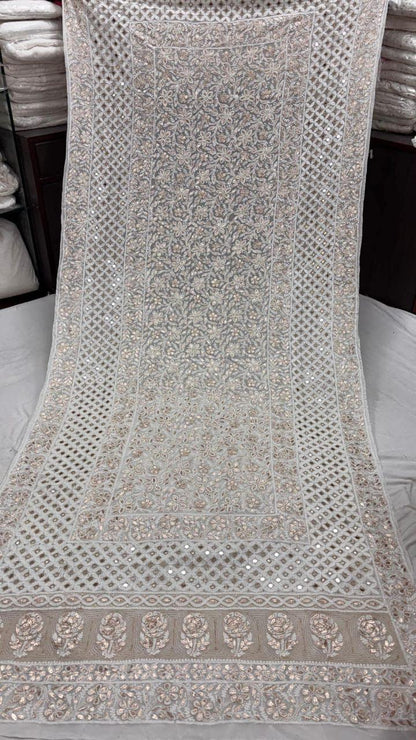 Custom Color Embroidered Lehenga Set | Lucknowi Chikankari | Unstitched