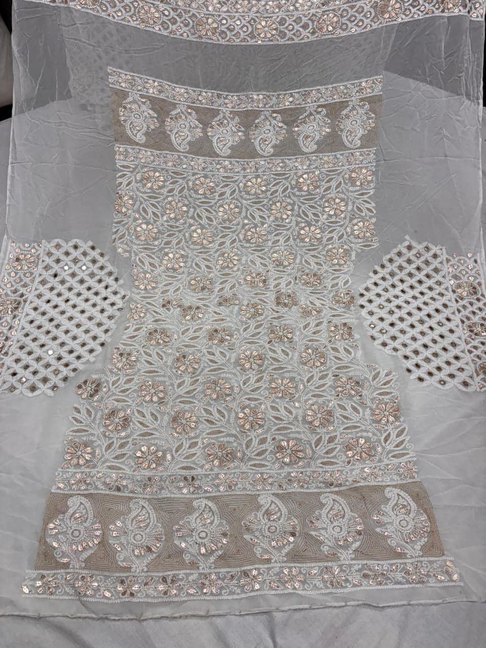 Custom Color Embroidered Lehenga Set | Lucknowi Chikankari | Unstitched
