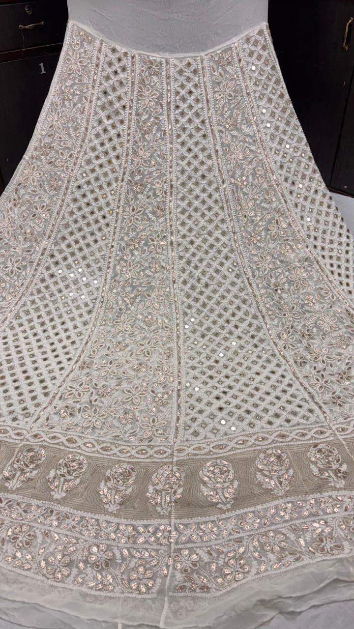 Custom Color Embroidered Lehenga Set | Lucknowi Chikankari | Unstitched