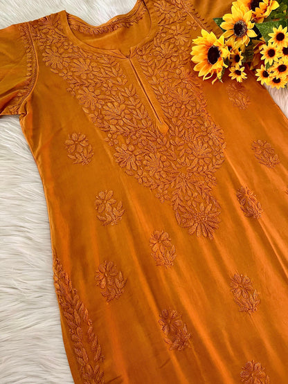 Chikankari Kurta Set Rayon Blend: Ghaspatti Handwork, Lightweight 2pc, Soft Fabric Traditional Wear