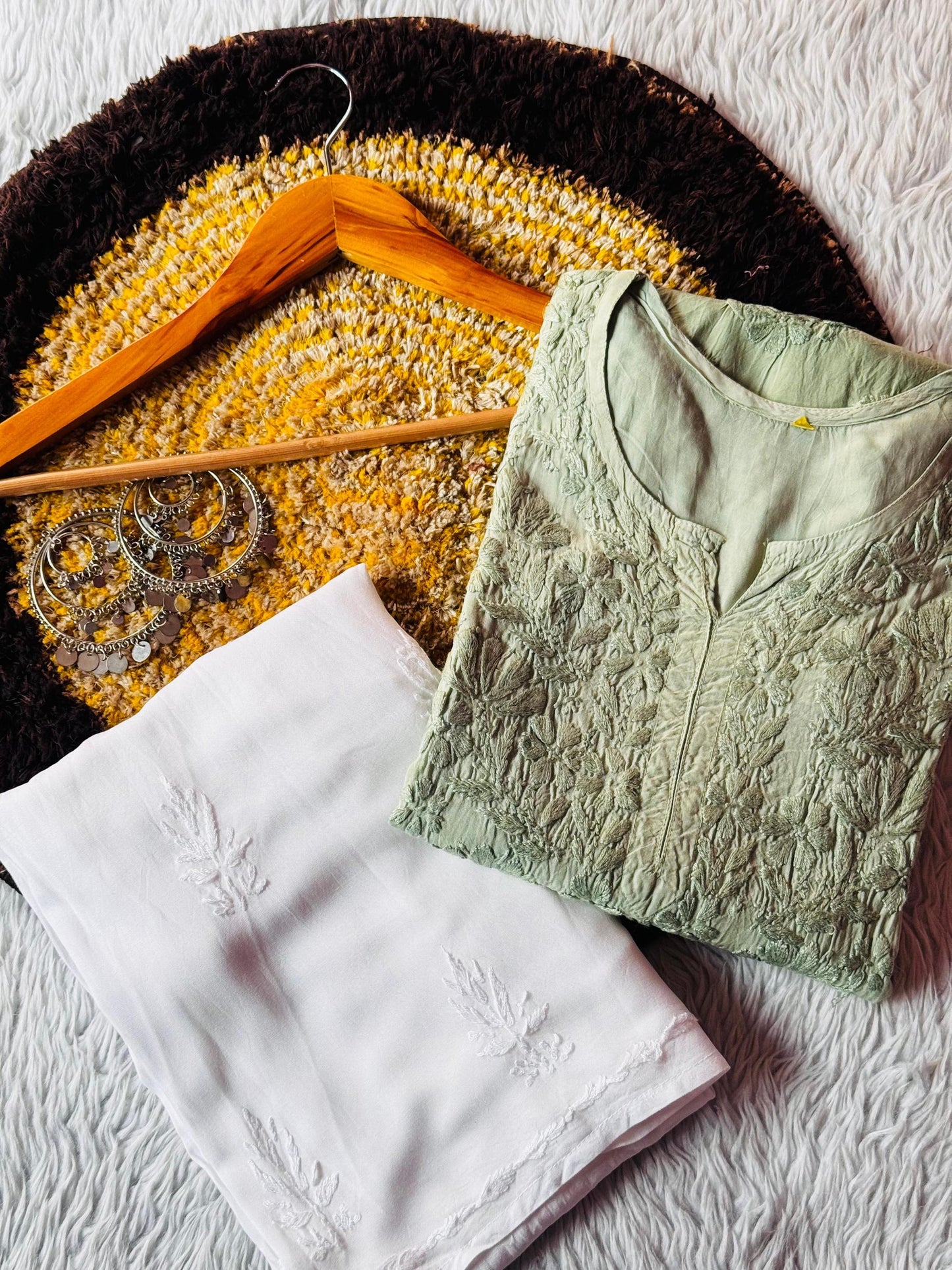 Dyeable Modal Chikankari Kurti, Handcrafted Lucknowi  Booti Embroidery, Custom Color Ethnic Wear for Women, Plus Size Kurta