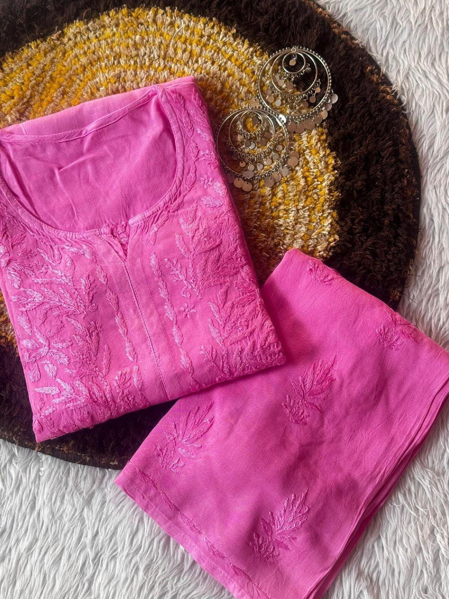 Soft Rayon Kurti Plazo Set: Plus Size Chikankari Ethnic Dress, Breathable Festive Office Wear S-3XL