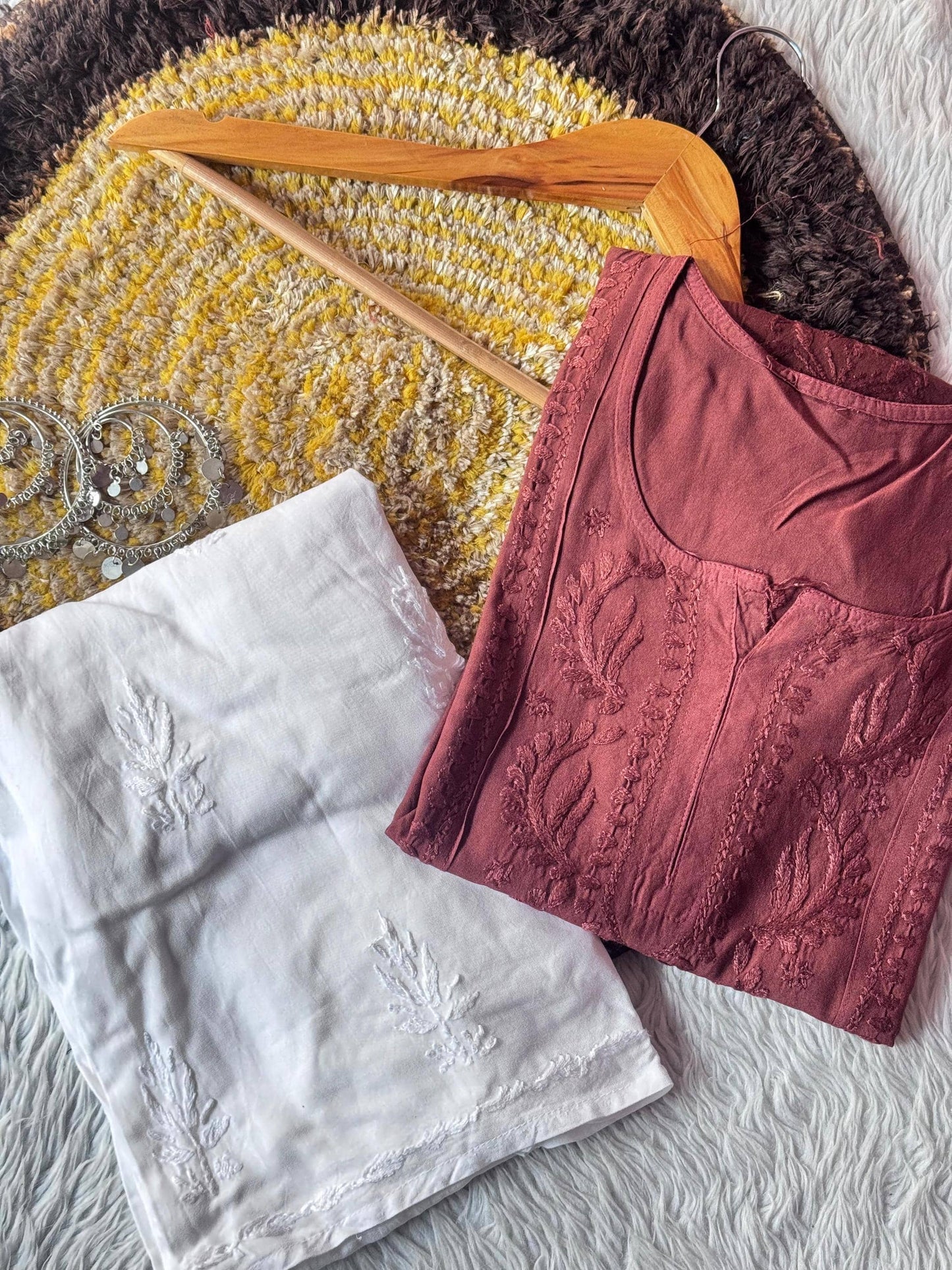 Premium Dyeable Rayon Chikankari Short Kurti Set, Handmade Lucknowi Embroidery Plazo Outfit, Plus Size Kurta Tunic Top, Summer Ethnic Wear