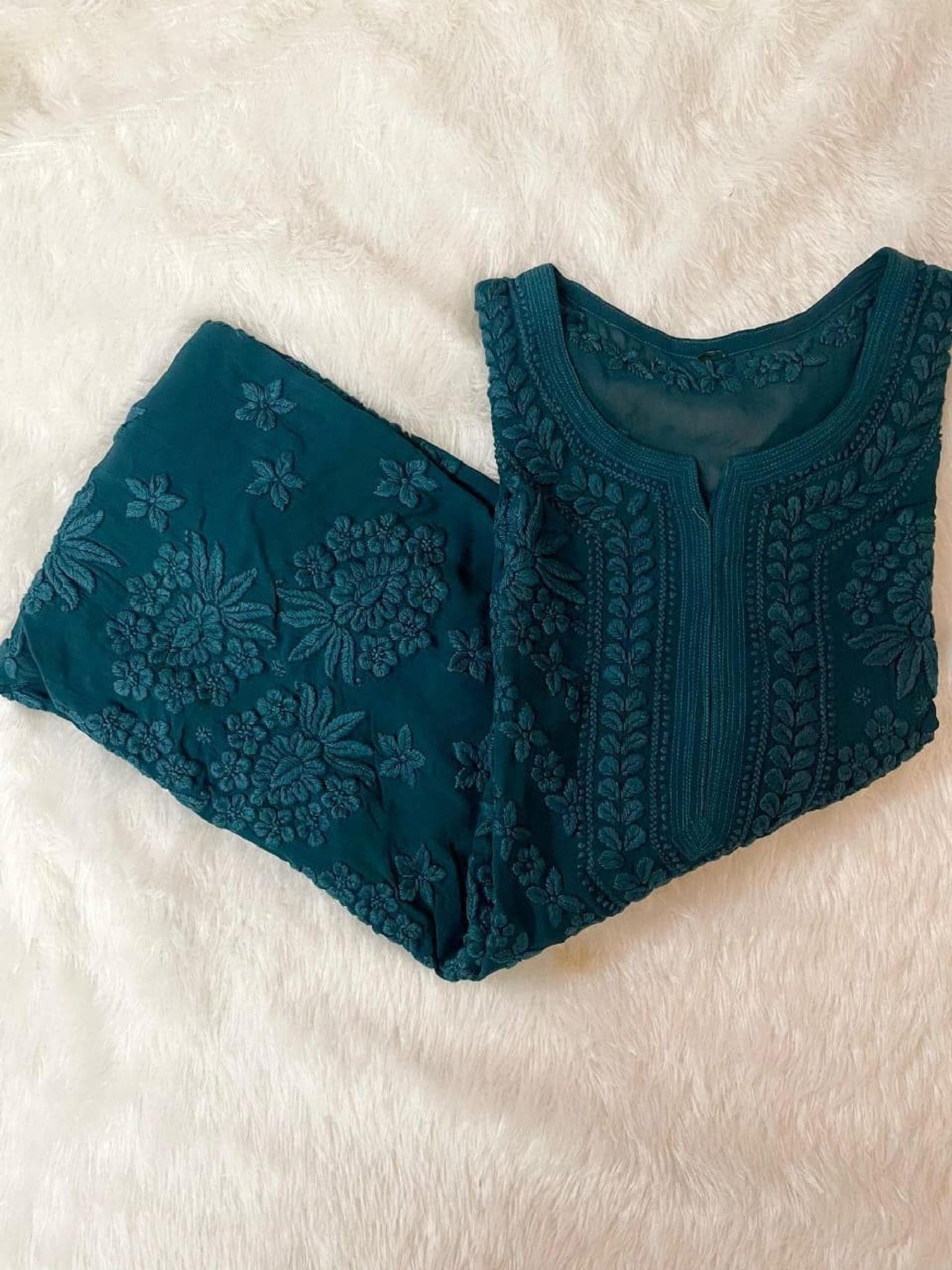 Luxe Viscose, Chafi 3D Work, Handcrafted, Lucknowi, For Women, Festive, and Daily Wear