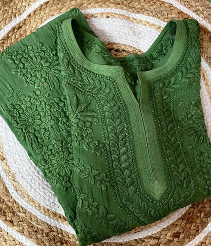 Luxe Viscose, Chafi 3D Work, Handcrafted, Lucknowi, For Women, Festive, and Daily Wear