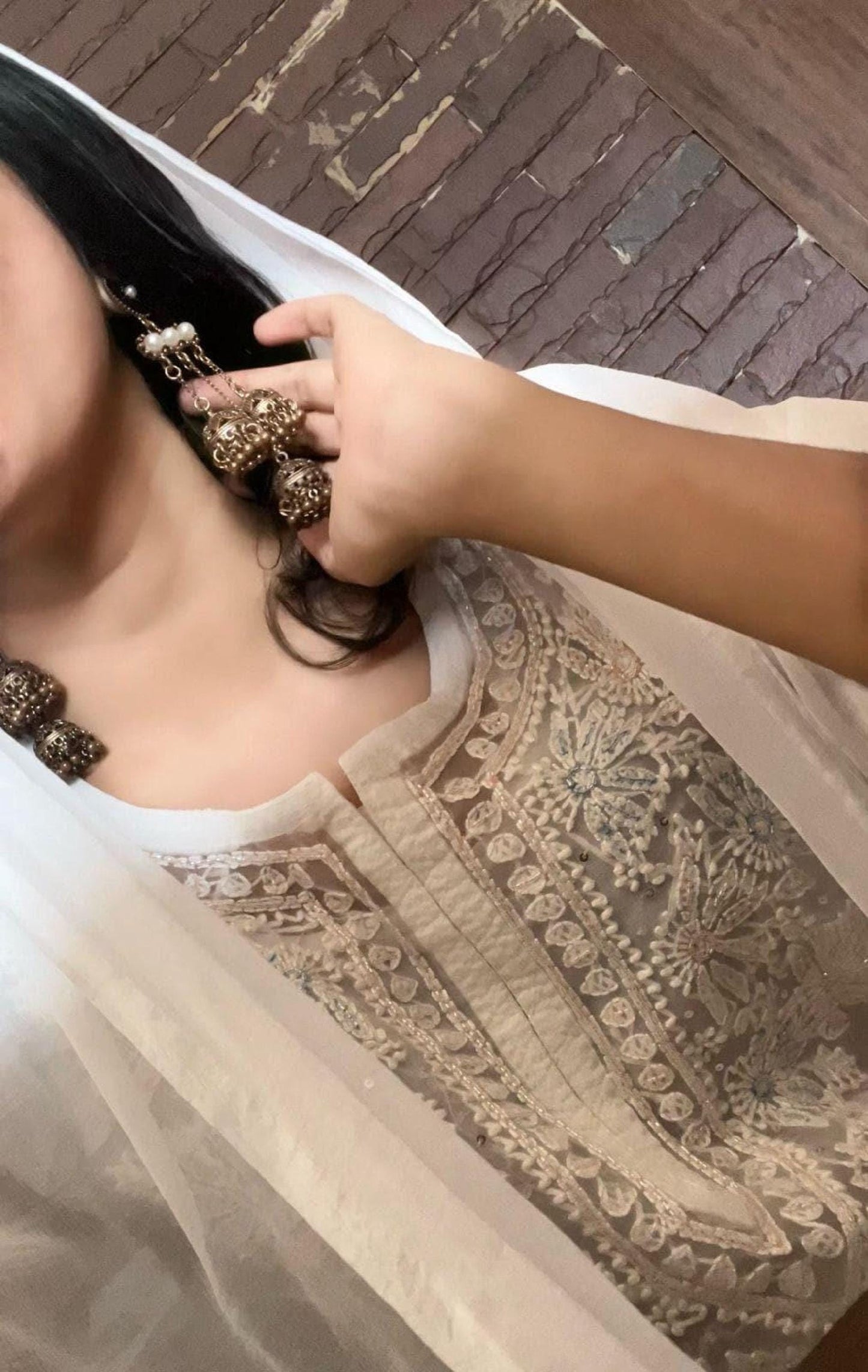 Chikankari Kurti Organza Cut Dana: Handcrafted Designer Partywear Dress