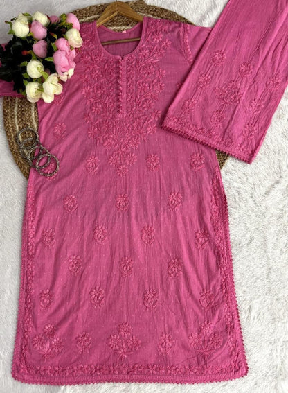 Chikankari Kurta Set Hand-Embroidered Dobby Cotton Indian Wear S-XL Heritage Art Traditional Outfit