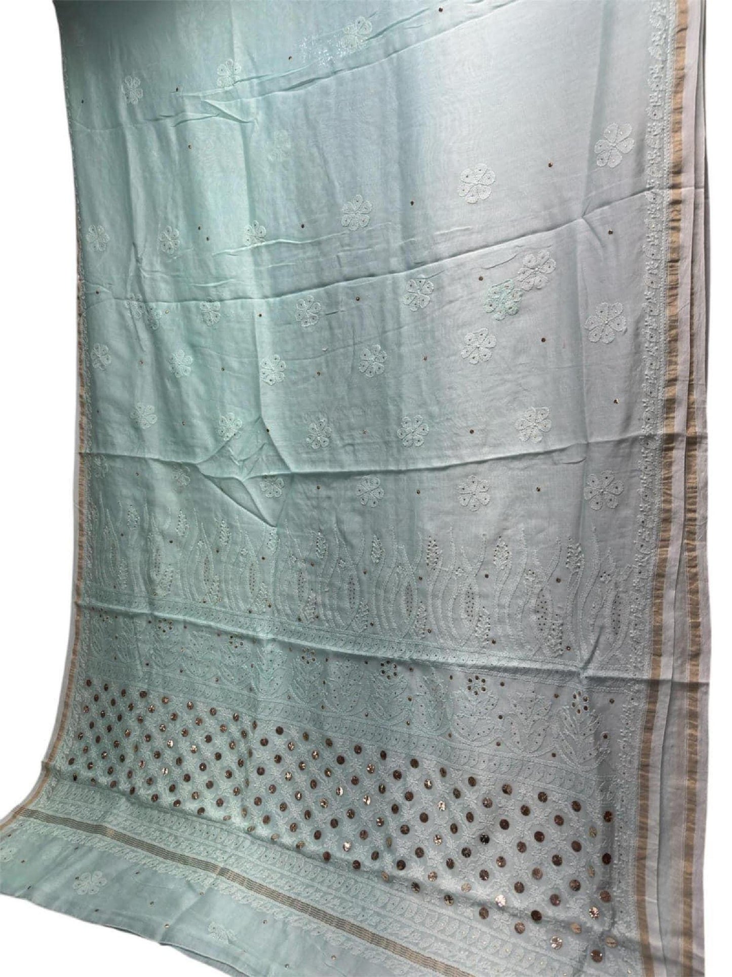 Chikan Chanderi Silk Saree: Dyeable Mukesh Handcrafted Bridal Wedding Ethnic Drape, Luxurious Artistry