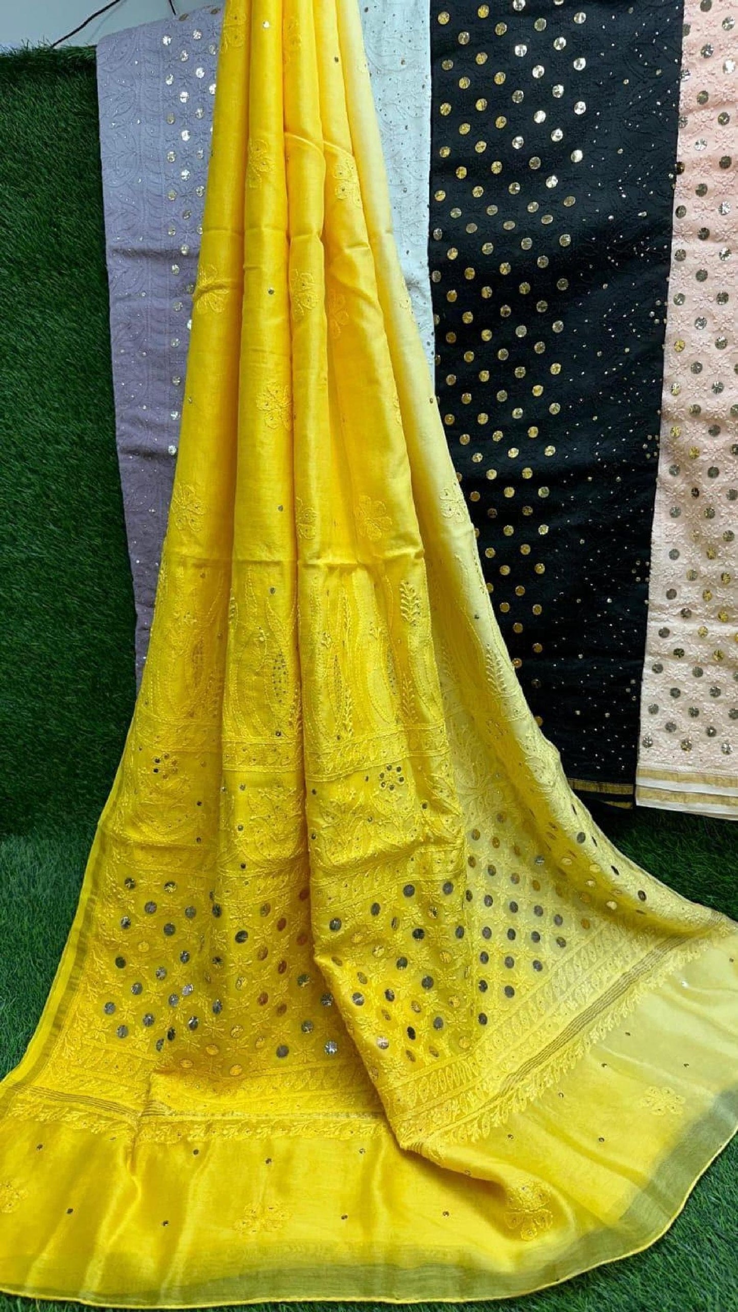 Chikan Chanderi Silk Saree: Dyeable Mukesh Handcrafted Bridal Wedding Ethnic Drape, Luxurious Artistry