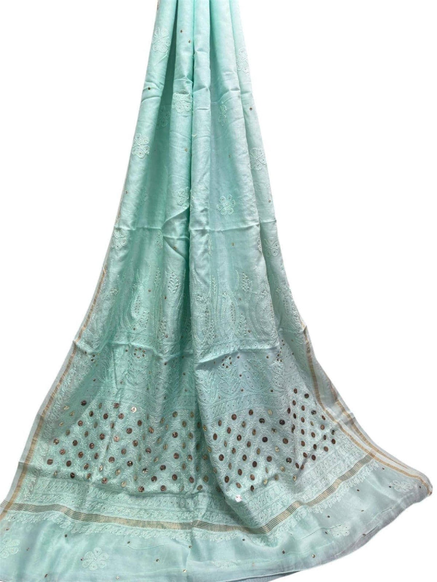 Chikan Chanderi Silk Saree: Dyeable Mukesh Handcrafted Bridal Wedding Ethnic Drape, Luxurious Artistry