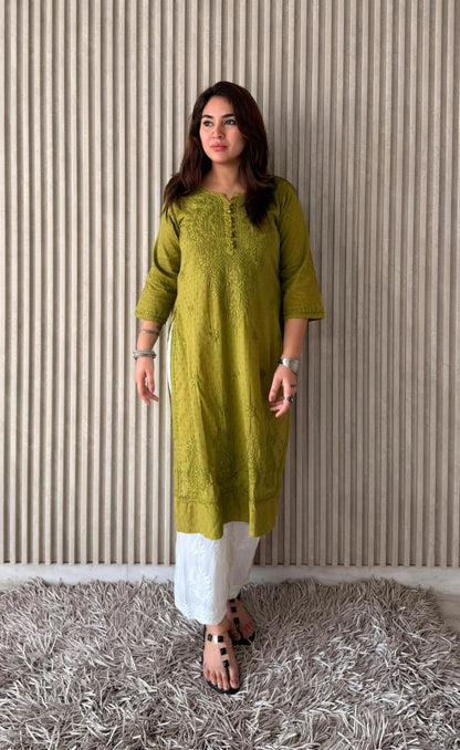 Soft Handcrafted Chikankari Kurti Plazo Set, Traditional Lucknowi Embroidery Suit, Comfortable Plus Size Indian Outfit, Festive Summer Kurta