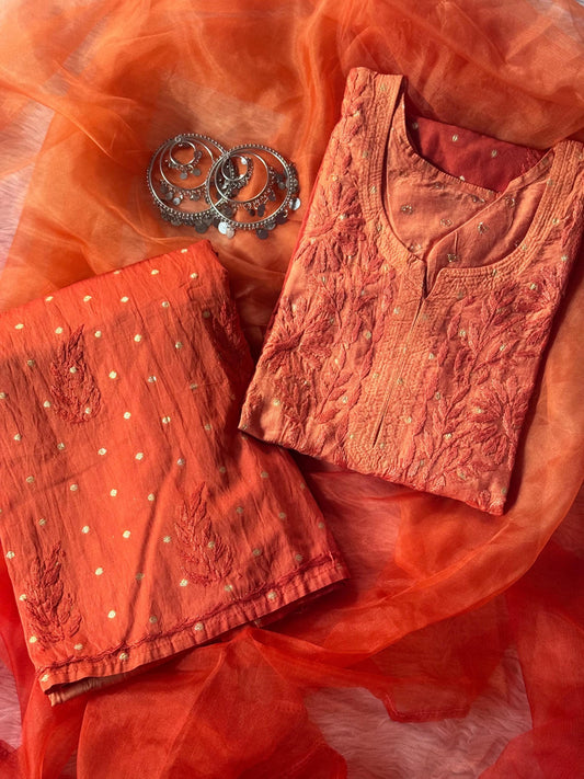 Premium Bindi Chanderi Kurti Plazo Set with Organza Dupatta | Designer Ethnic Wear for Women | Festive Party Outfit
