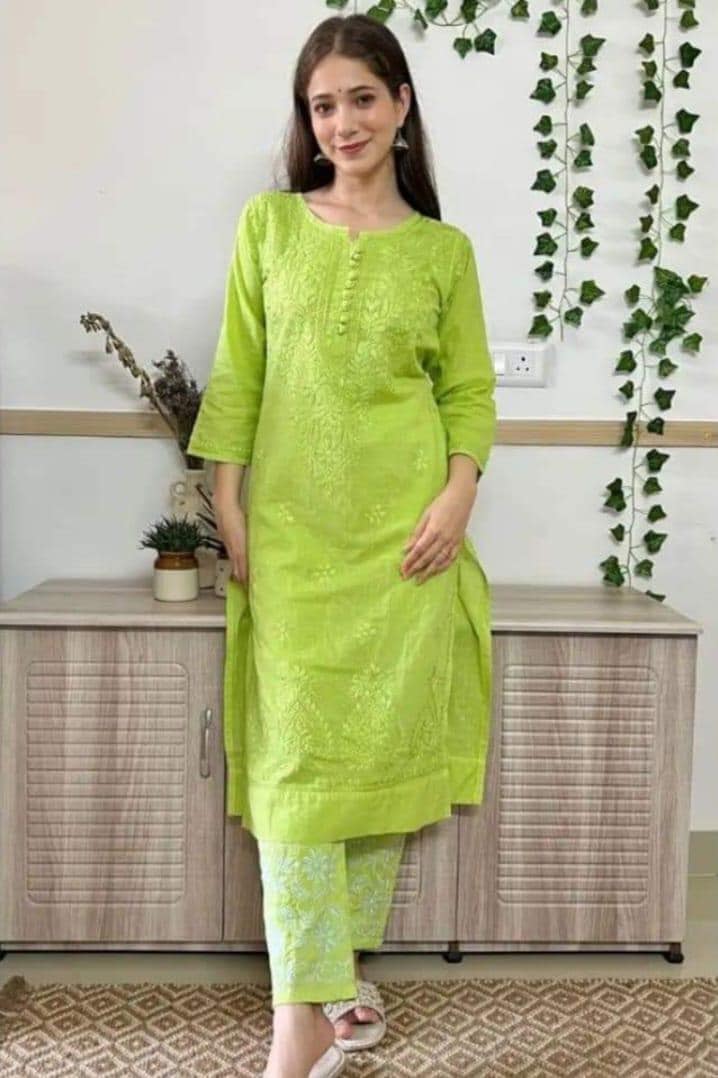 Dyeable Chikankari Dobby Cotton Kurti, Handcrafted Lucknowi Indian Tunic, Custom Color Summer Ethnic Top, Plus Size Soft Cotton Kurta