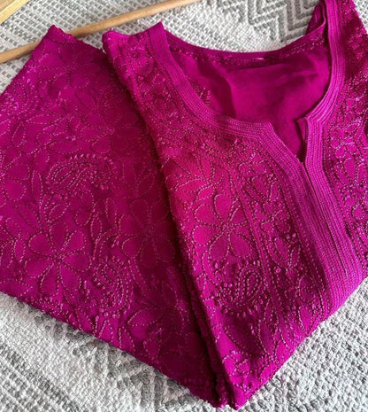 Resham Viscose Jaal Kurti, Handcrafted Lucknowi Indian Tunic, Plus Size Kurta, Traditional Embroidered Top, Luxury Ethnic Summer Dress