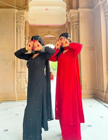Handcrafted Rayon Chikan Kurti Set, 46 Inch Long Mukesh Work Lucknowi Suit, Soft Breathable Indian Salwar Kameez, Ethnic Tunic Outfit