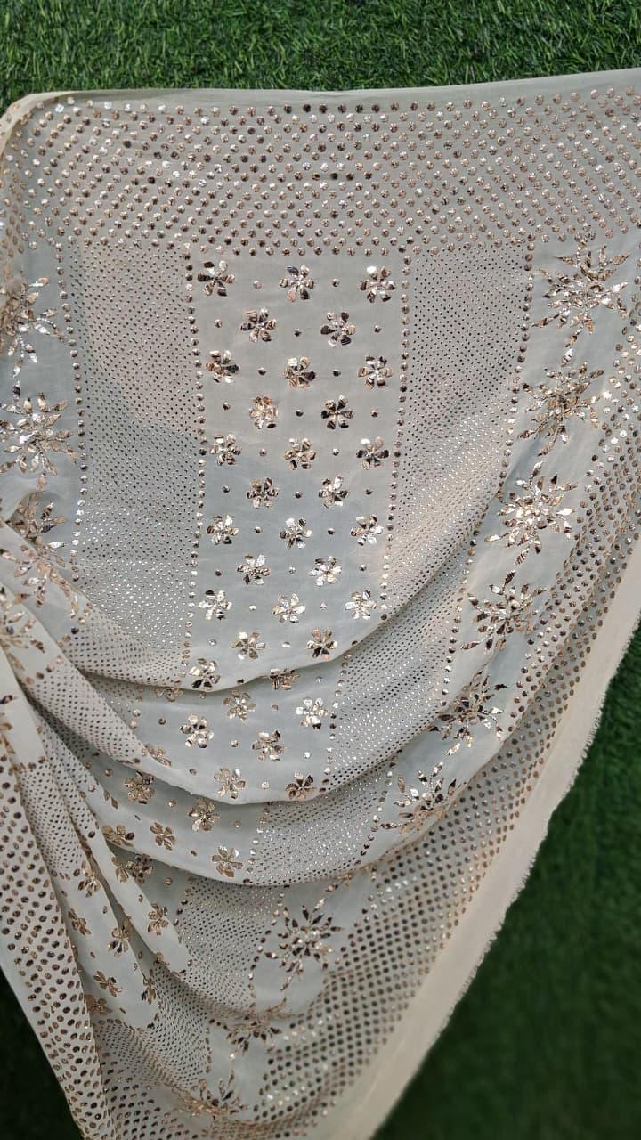 Heirloom Pure Georgette Saree, Handcrafted Chikankari Couture Sari, Elegant Luxury Indian Wedding Dress, Designer Traditional Ethnic Wear