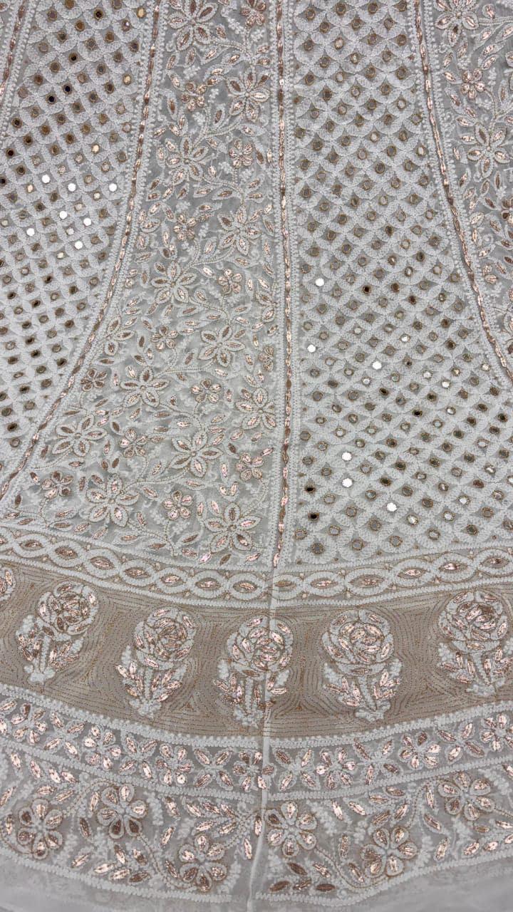 Custom Color Embroidered Lehenga Set | Lucknowi Chikankari | Unstitched