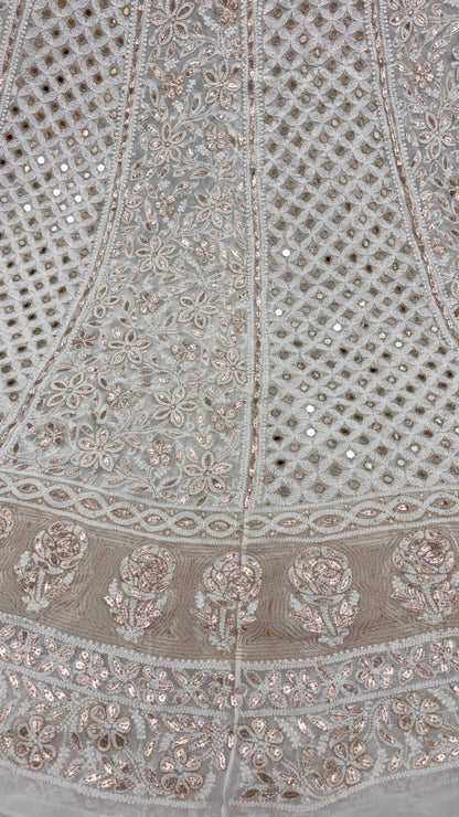 Custom Color Embroidered Lehenga Set | Lucknowi Chikankari | Unstitched