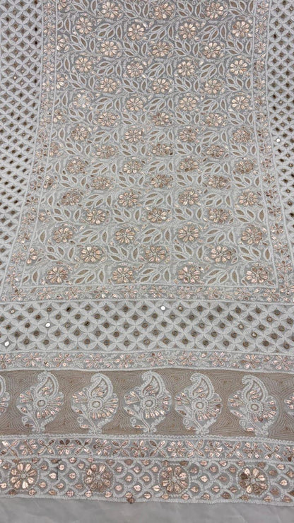 Custom Color Embroidered Lehenga Set | Lucknowi Chikankari | Unstitched
