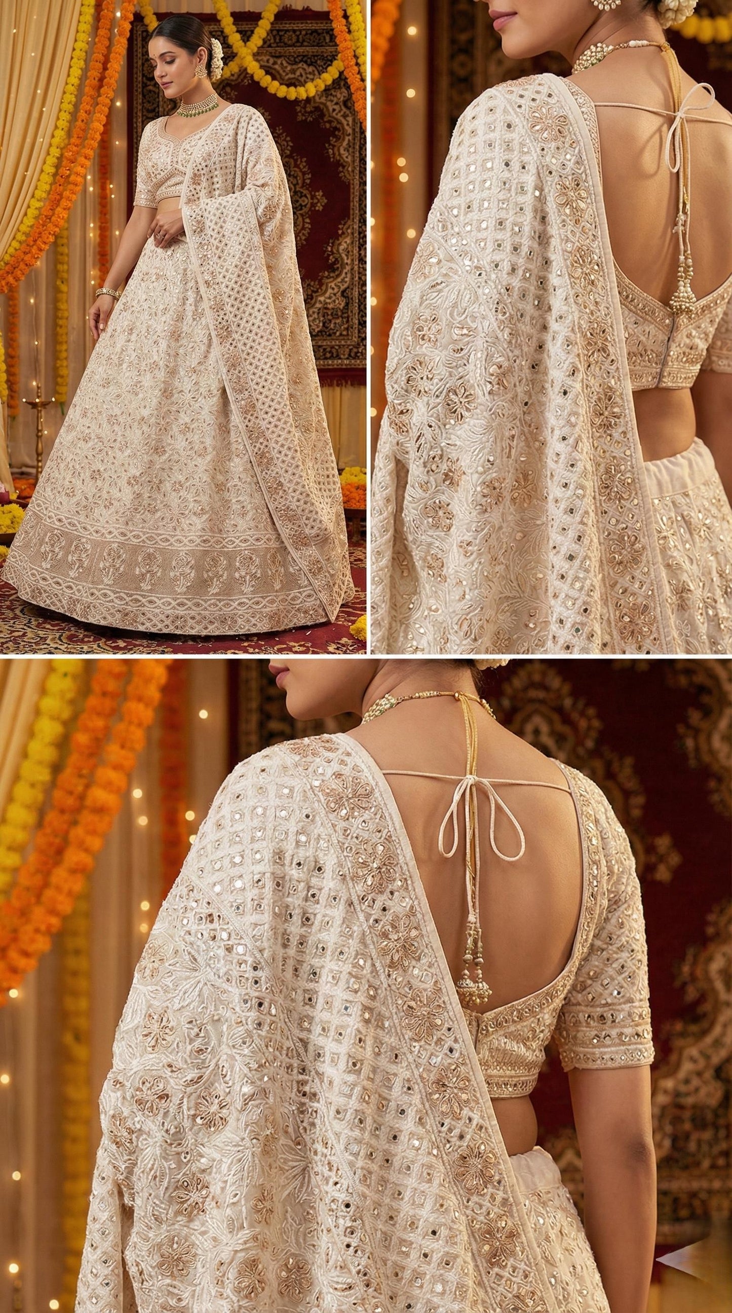 Custom Color Embroidered Lehenga Set | Lucknowi Chikankari | Unstitched