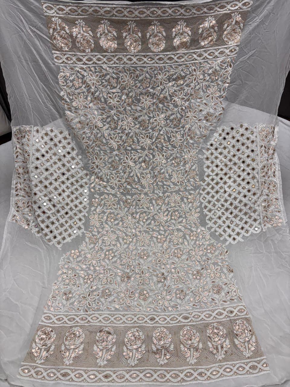 Custom Color Embroidered Lehenga Set | Lucknowi Chikankari | Unstitched