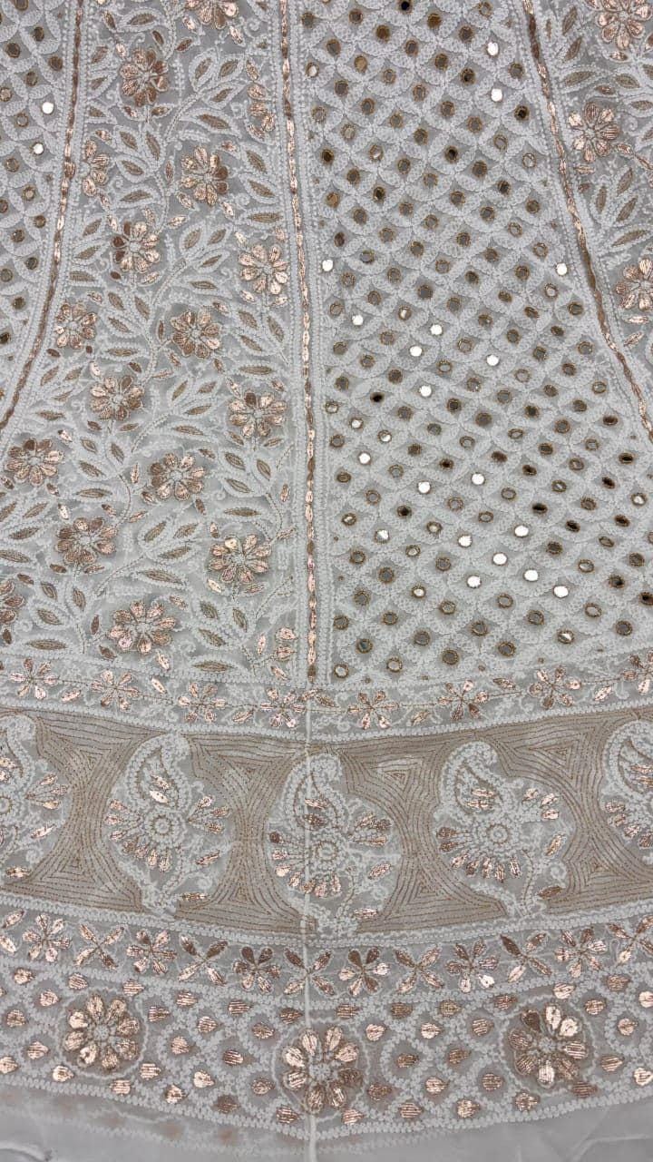 Custom Color Embroidered Lehenga Set | Lucknowi Chikankari | Unstitched
