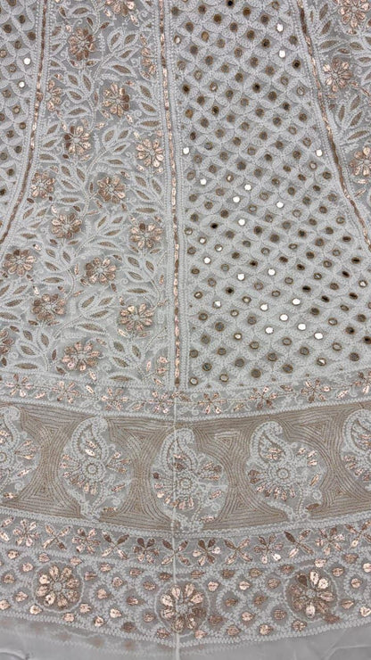 Custom Color Embroidered Lehenga Set | Lucknowi Chikankari | Unstitched