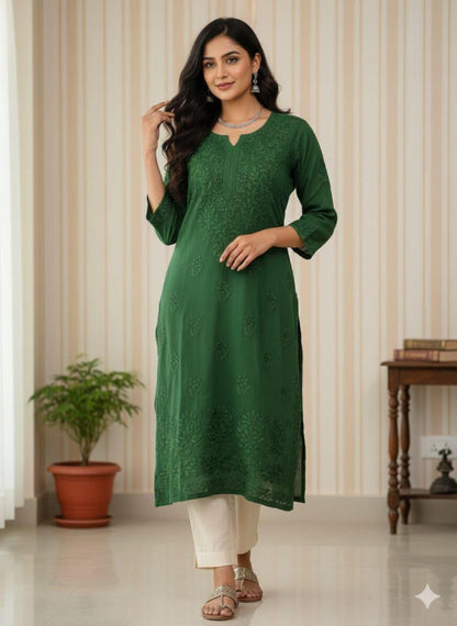 Chikan Kurti Deep Maroon Rayon Top: Ghas Patti Embroidered Straight Fit, Handmade Ethnicwear