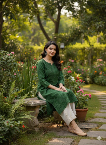 Chikan Kurti Deep Maroon Rayon Top: Ghas Patti Embroidered Straight Fit, Handmade Ethnicwear