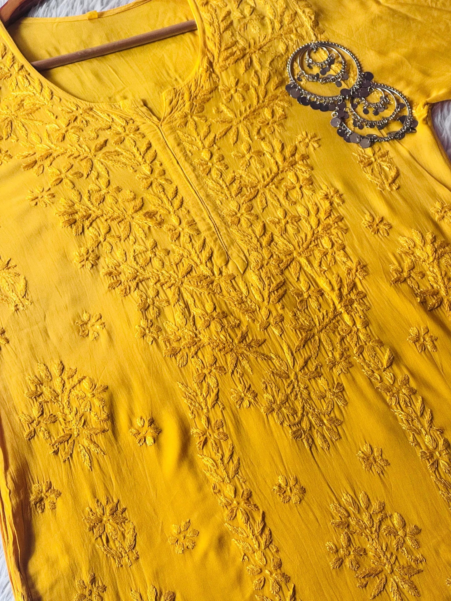 Dyeable Modal Chikankari Kurti, Handcrafted Lucknowi  Booti Embroidery, Custom Color Ethnic Wear for Women, Plus Size Kurta