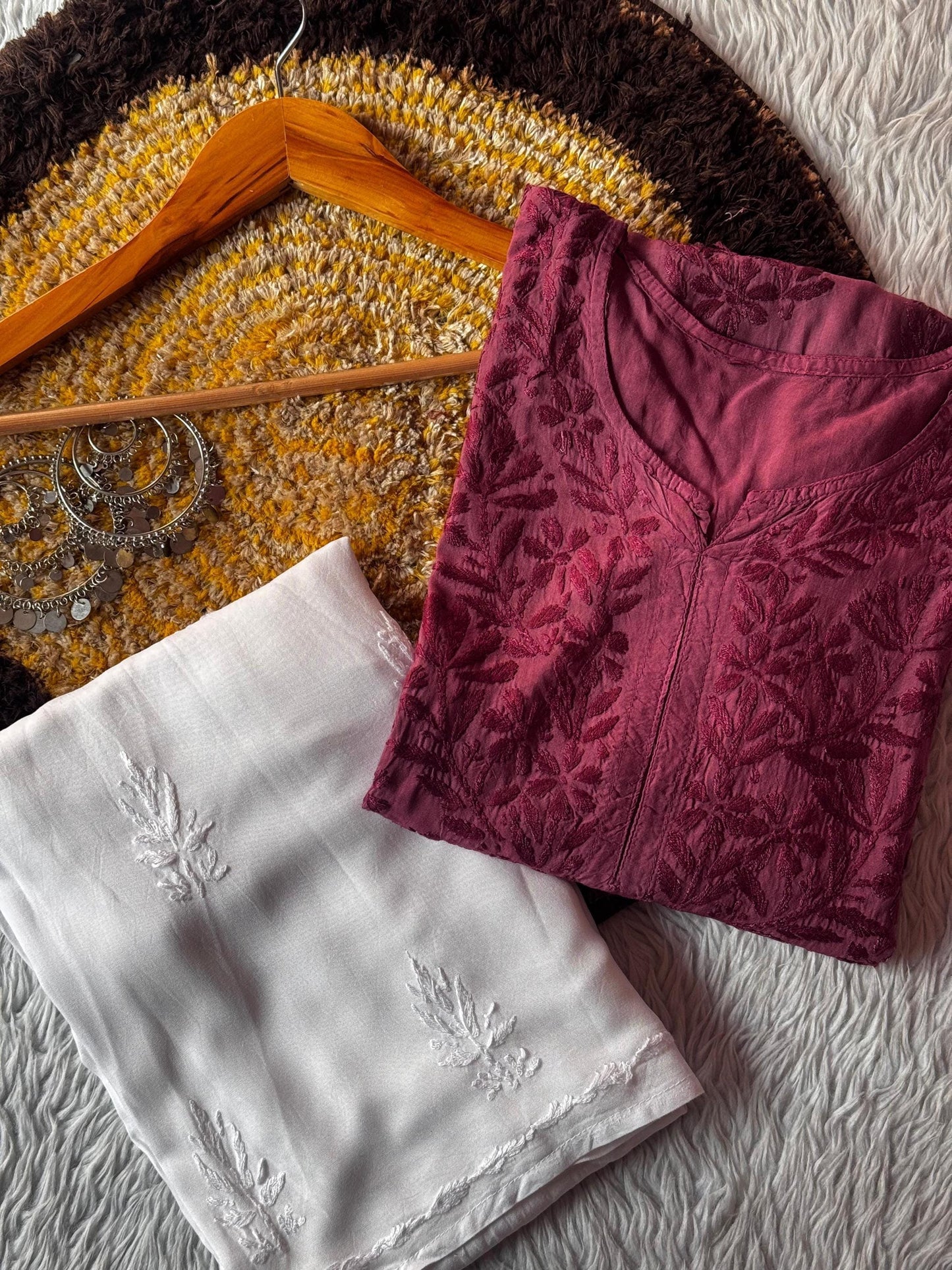Dyeable Modal Chikankari Kurti, Handcrafted Lucknowi  Booti Embroidery, Custom Color Ethnic Wear for Women, Plus Size Kurta